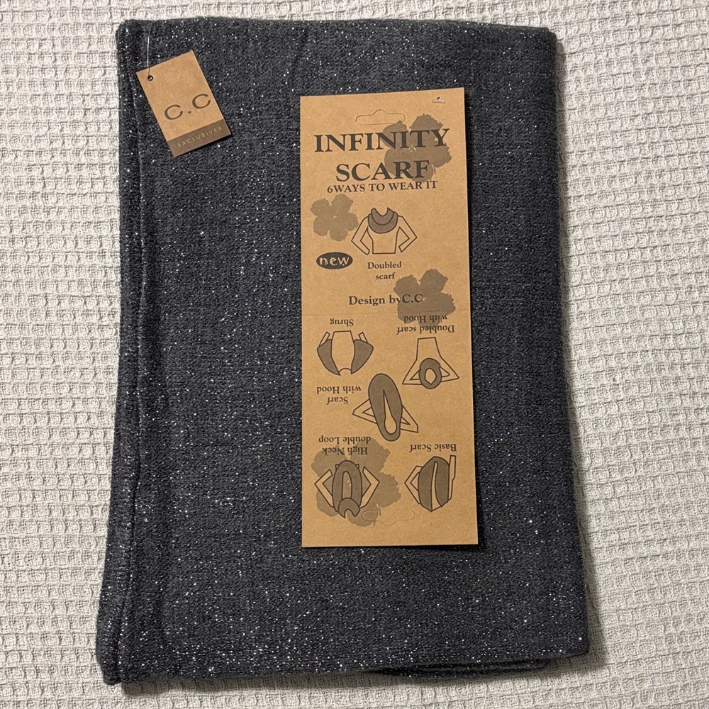 C.C Gray with specks of sparkle Infinity Scarf